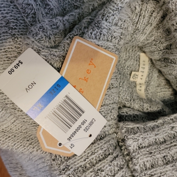 Copper Key Heather Grey Turtleneck Sweater w/ Lacy Detailing - Picture 7 of 8